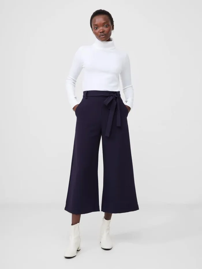 French Connection Trousers Whisper Belted Culottes Utility Blue 8211 Woman