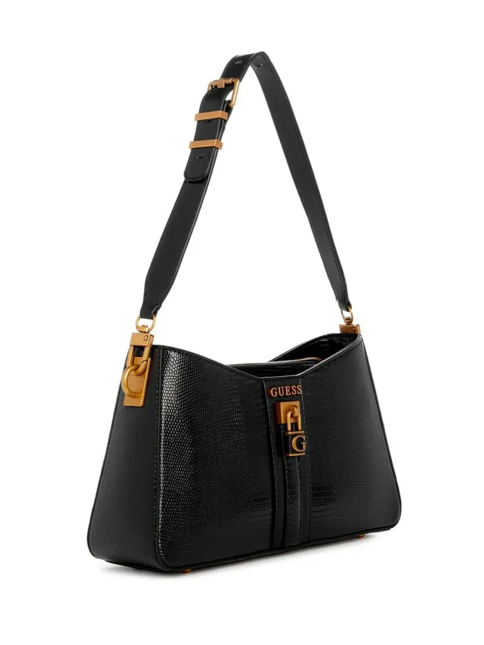 Ginevra Elite Shoulder Bag Black Floral Print Handbags GUESS Women Ginevra Elite Shoulder Bag Black Floral Print Handbags GUESS Women