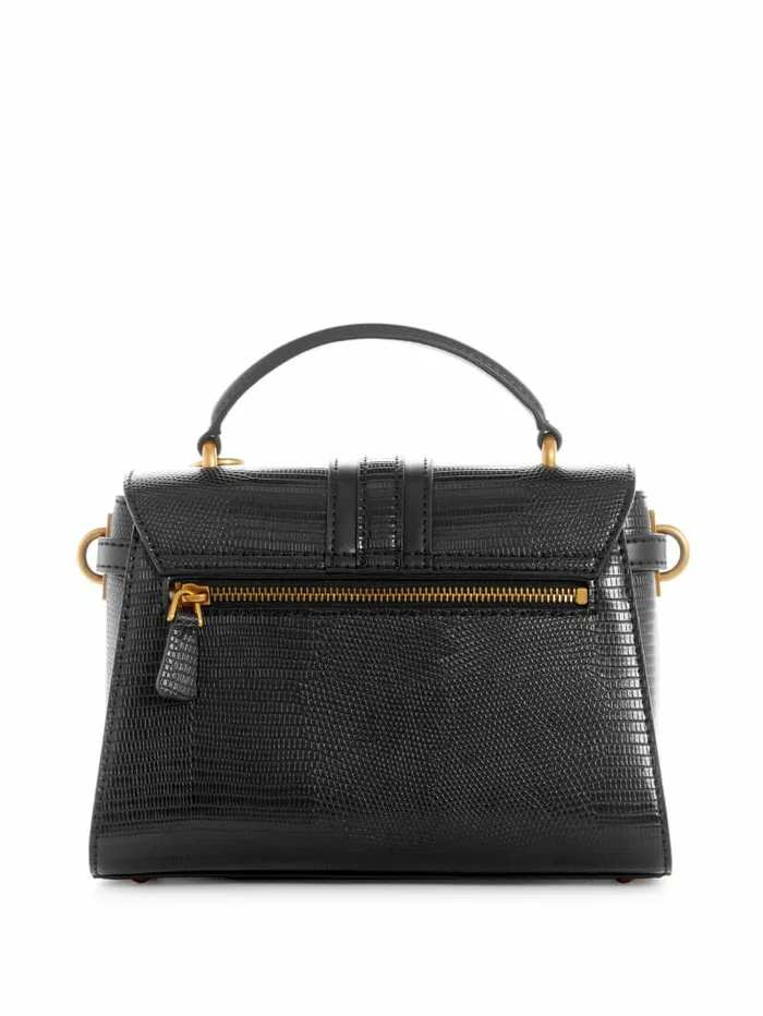 Ginevra Textured Top Handle Crossbody Black Floral Print Handbags GUESS Women