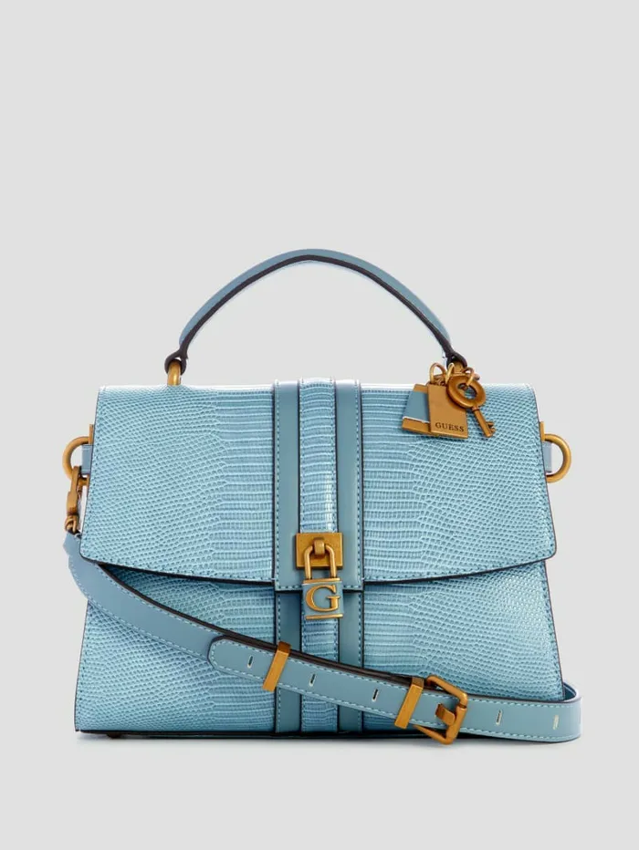 Ginevra Textured Top Handle Crossbody Light Denim Women Handbags GUESS