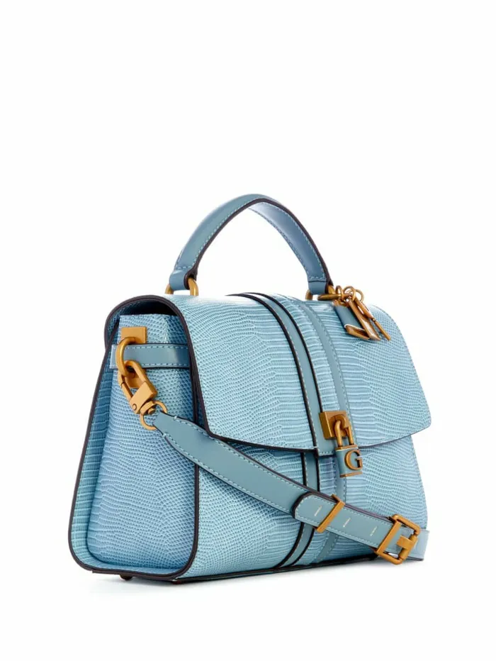 Ginevra Textured Top Handle Crossbody Light Denim Women Handbags GUESS