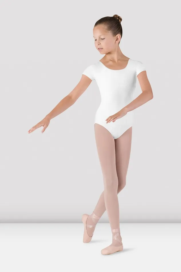Girls Dujour Cap Sleeve Leotard White Basics Bloch Children