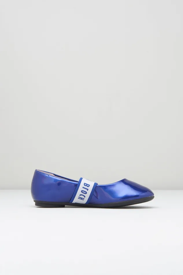 Girls Rhea Ballet Flats Blue Gloss Children Ballet Flats Bloch