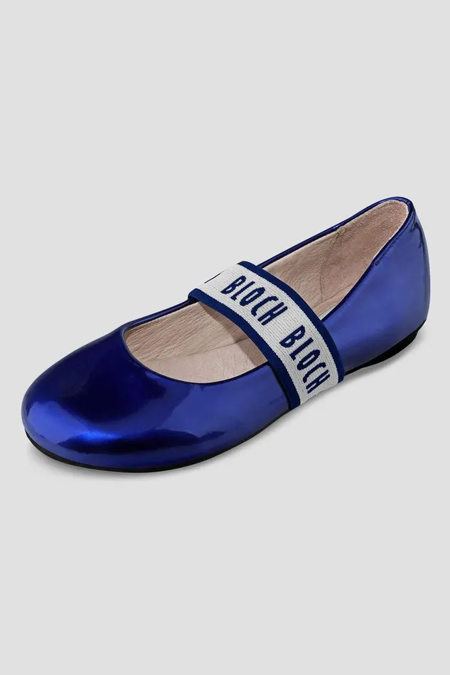 Girls Rhea Ballet Flats Blue Gloss Children Ballet Flats Bloch