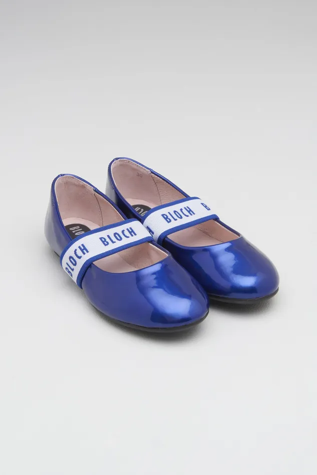 Girls Rhea Ballet Flats Blue Gloss Children Ballet Flats Bloch
