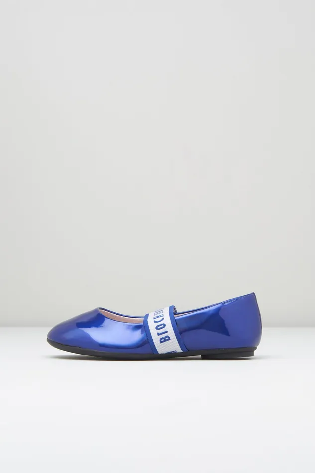 Girls Rhea Ballet Flats Blue Gloss Children Ballet Flats Bloch
