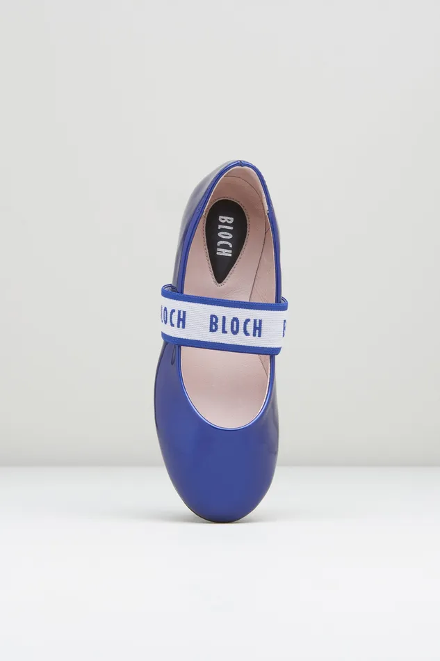 Girls Rhea Ballet Flats Blue Gloss Children Ballet Flats Bloch