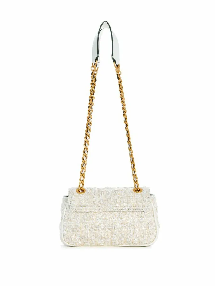 Giully Tweed Mini Convertible Crossbody Ivory Multi Handbags GUESS Women