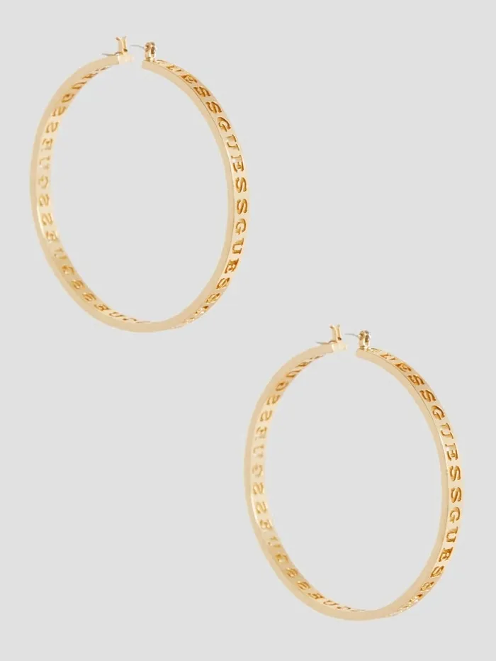 GoldTone Oversized Hoop Earrings Gold Jewelry GUESS Women