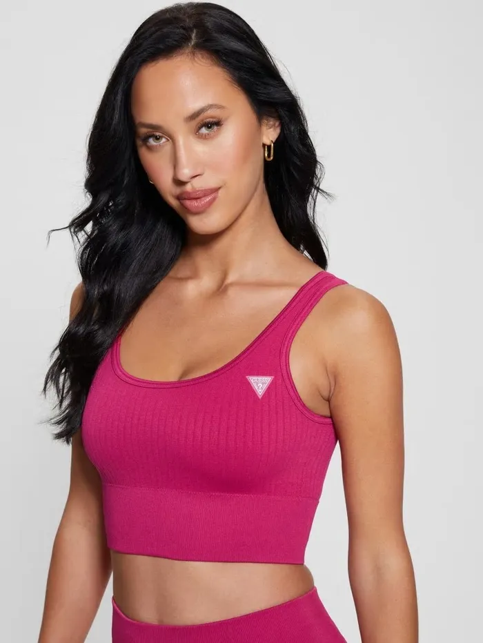 GUESS Activewear Women Seamless Ribbed Active Bra Private Purple