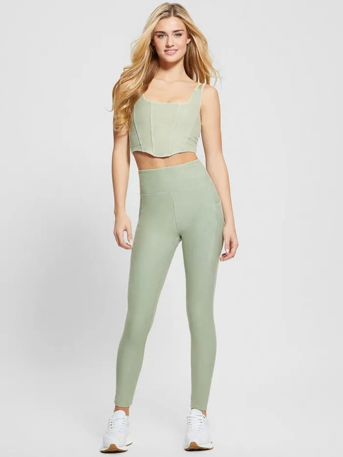 GUESS Activewear Women Washed Crop Top Colored Green Multi GUESS Activewear Women Washed Crop Top Colored Green Multi
