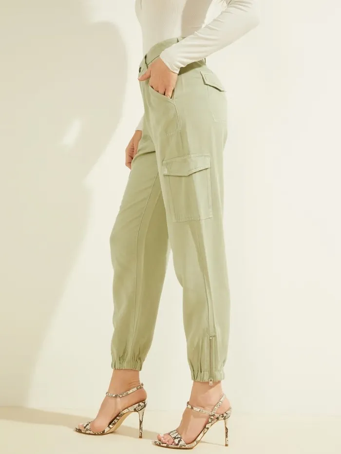 GUESS Bottoms Women Bowie Chino Cargo Pants Light Matcha Multi GUESS Bottoms Women Bowie Chino Cargo Pants Light Matcha Multi