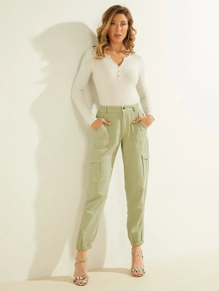 GUESS Bottoms Women Bowie Chino Cargo Pants Light Matcha Multi GUESS Bottoms Women Bowie Chino Cargo Pants Light Matcha Multi