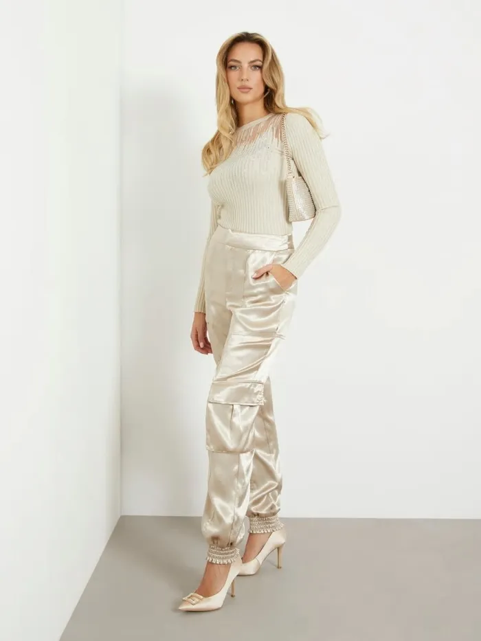 GUESS Claudine Embellished Sweater Mocassin Multi Women Tops GUESS Claudine Embellished Sweater Mocassin Multi Women Tops