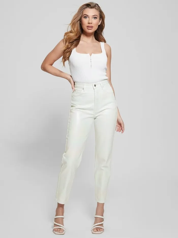GUESS Coated Denim HighRise Mom Jeans Unicorn Light Blue Women Jeans and Denim GUESS Coated Denim HighRise Mom Jeans Unicorn Light Blue Women Jeans and Denim