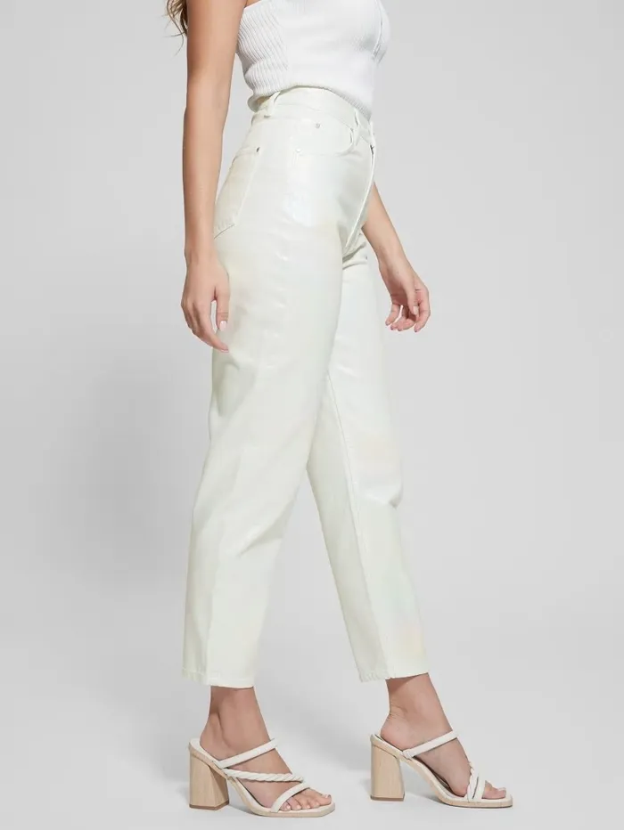 GUESS Coated Denim HighRise Mom Jeans Unicorn Light Blue Women Jeans and Denim GUESS Coated Denim HighRise Mom Jeans Unicorn Light Blue Women Jeans and Denim