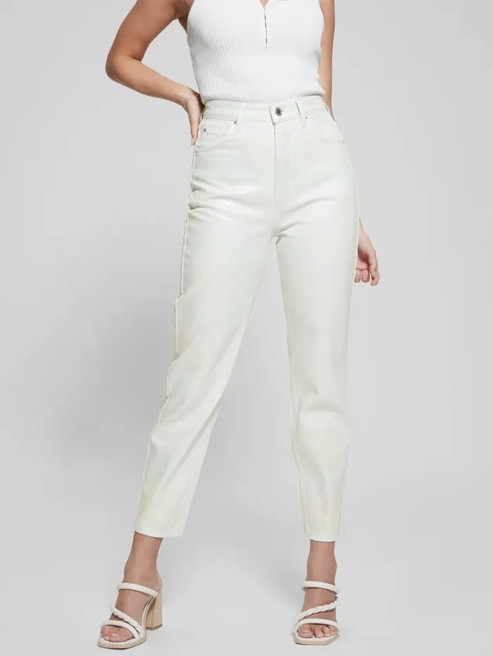 GUESS Coated Denim HighRise Mom Jeans Unicorn Light Blue Women Jeans and Denim GUESS Coated Denim HighRise Mom Jeans Unicorn Light Blue Women Jeans and Denim