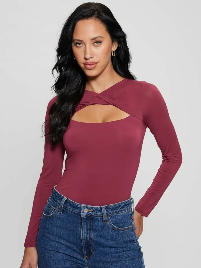 GUESS Eco Mena Twisted Top Tahiti Red Women Tops