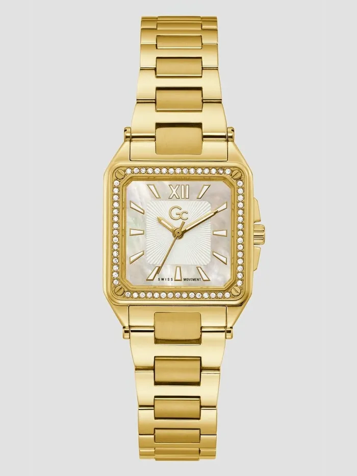 GUESS Gc Petite Square GoldTone Analog Watch Gold Women Watches