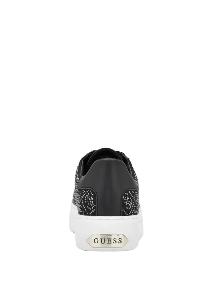 GUESS Gelsen Rhinestone Logo LowTop Sneakers Black 001 Women Sneakers