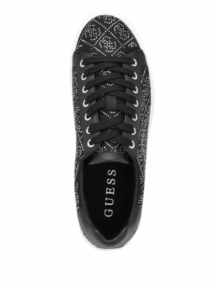 GUESS Gelsen Rhinestone Logo LowTop Sneakers Black 001 Women Sneakers