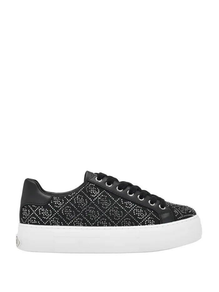GUESS Gelsen Rhinestone Logo LowTop Sneakers Black 001 Women Sneakers
