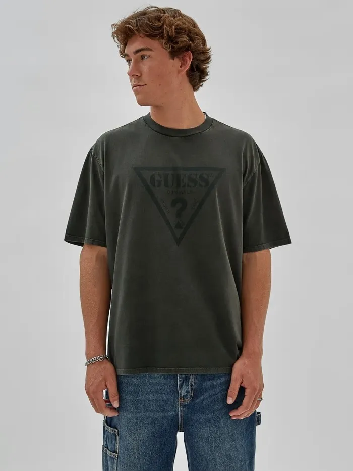 GUESS GUESS Originals Triangle Tee Green Duffel Multi Men TShirts and Tanks GUESS GUESS Originals Triangle Tee Green Duffel Multi Men TShirts and Tanks