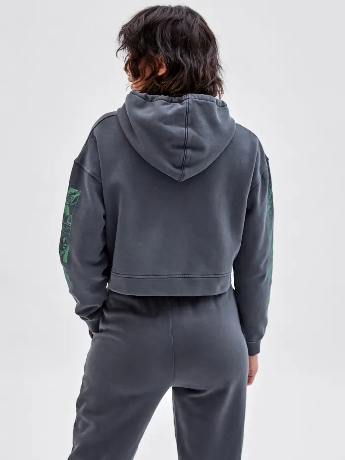 GUESS GUESS Originals x Batman Cropped Hoodie Jet Black Multi Women Jackets and Coats GUESS GUESS Originals x Batman Cropped Hoodie Jet Black Multi Women Jackets and Coats