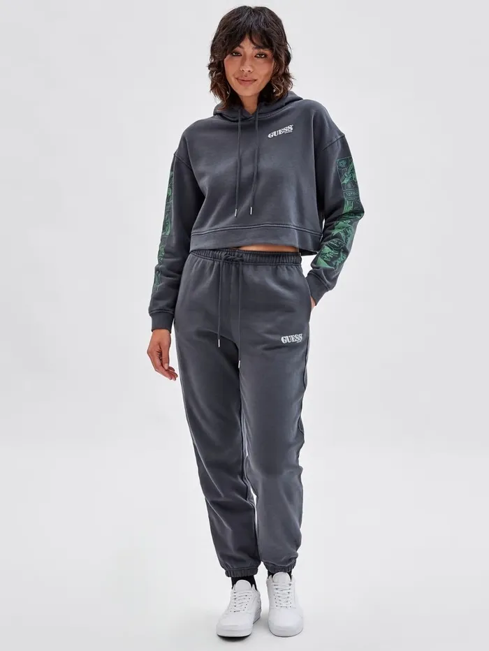 GUESS GUESS Originals x Batman Cropped Hoodie Jet Black Multi Women Jackets and Coats GUESS GUESS Originals x Batman Cropped Hoodie Jet Black Multi Women Jackets and Coats