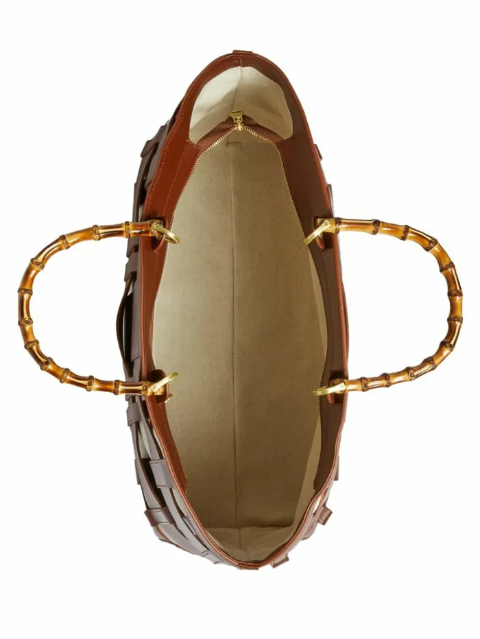 GUESS Handbags Women Aida Woven Leather Maxi Satchel Cognac GUESS Handbags Women Aida Woven Leather Maxi Satchel Cognac