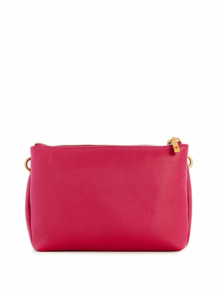 GUESS Handbags Women Laryn Pebbled DualZip Crossbody Fuchsia GUESS Handbags Women Laryn Pebbled DualZip Crossbody Fuchsia