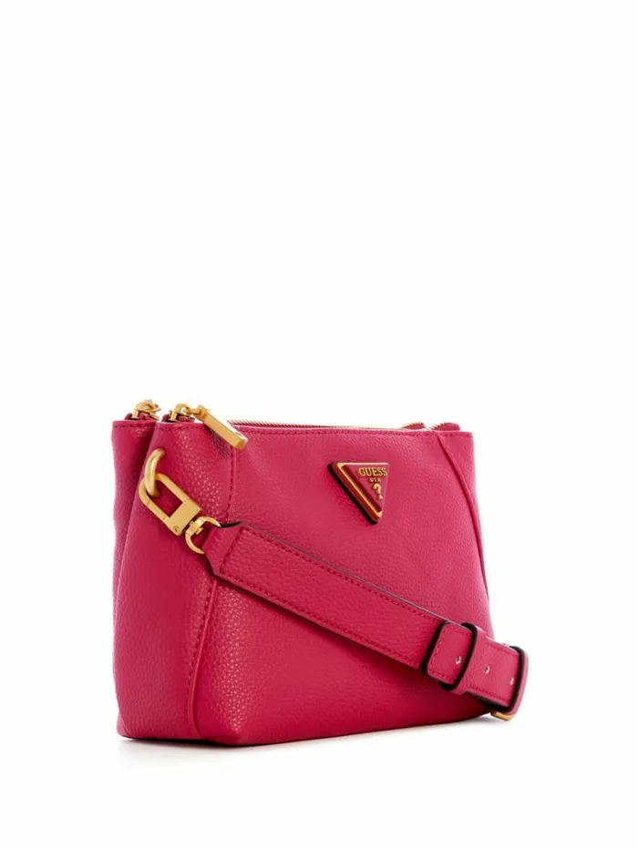 GUESS Handbags Women Laryn Pebbled DualZip Crossbody Fuchsia GUESS Handbags Women Laryn Pebbled DualZip Crossbody Fuchsia