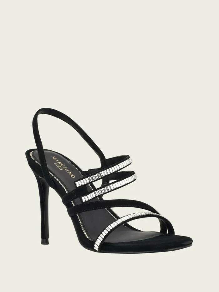GUESS Heels Women Kaden Crystal Strappy Heel Black1