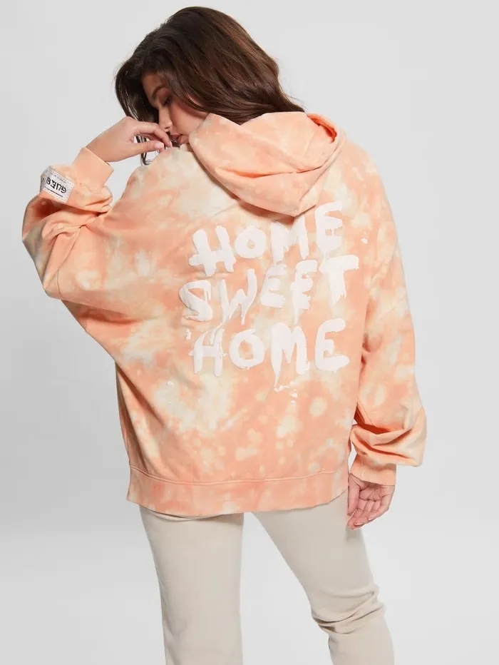 GUESS Home Sweet Home Hoodie Hello Peach Multi Women Jackets and Coats