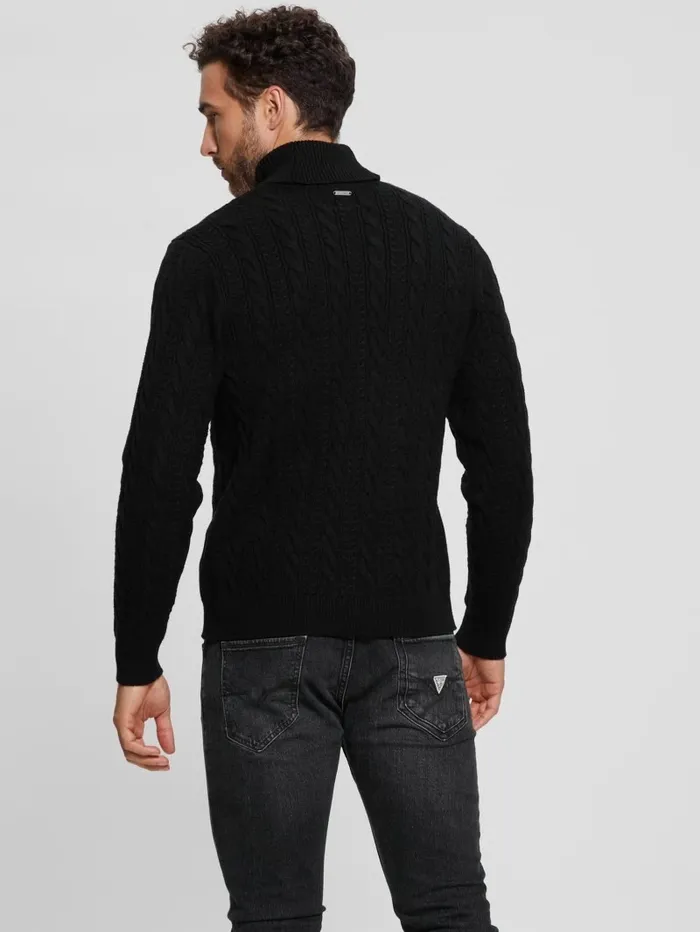 GUESS Hoodies and Sweaters Men Eco Ethan Turtleneck Sweater Black