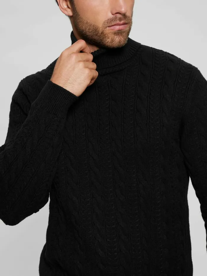 GUESS Hoodies and Sweaters Men Eco Ethan Turtleneck Sweater Black