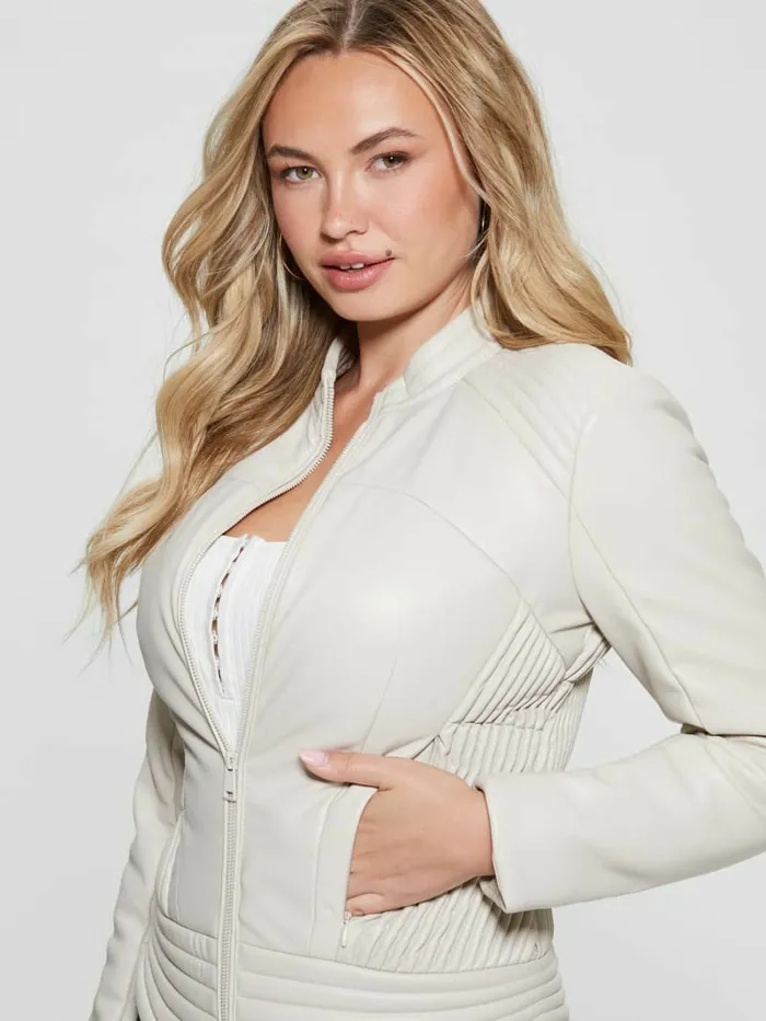 GUESS Jackets and Coats Women Lea FauxLeather Corset Jacket Vanilla Blush