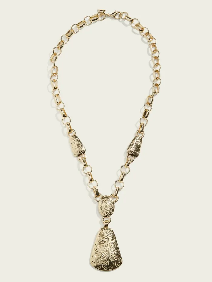 GUESS Jewelry Women GoldTone Textured Pendant Lariat Necklace SilverGold