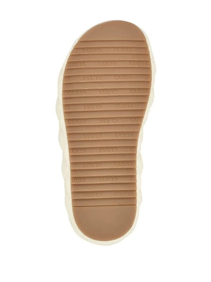 GUESS Longo Quilted Flatform Slides Ivory 150 Women Sandals