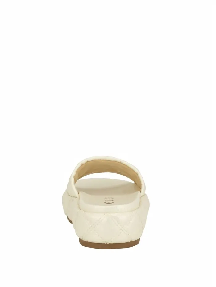 GUESS Longo Quilted Flatform Slides Ivory 150 Women Sandals