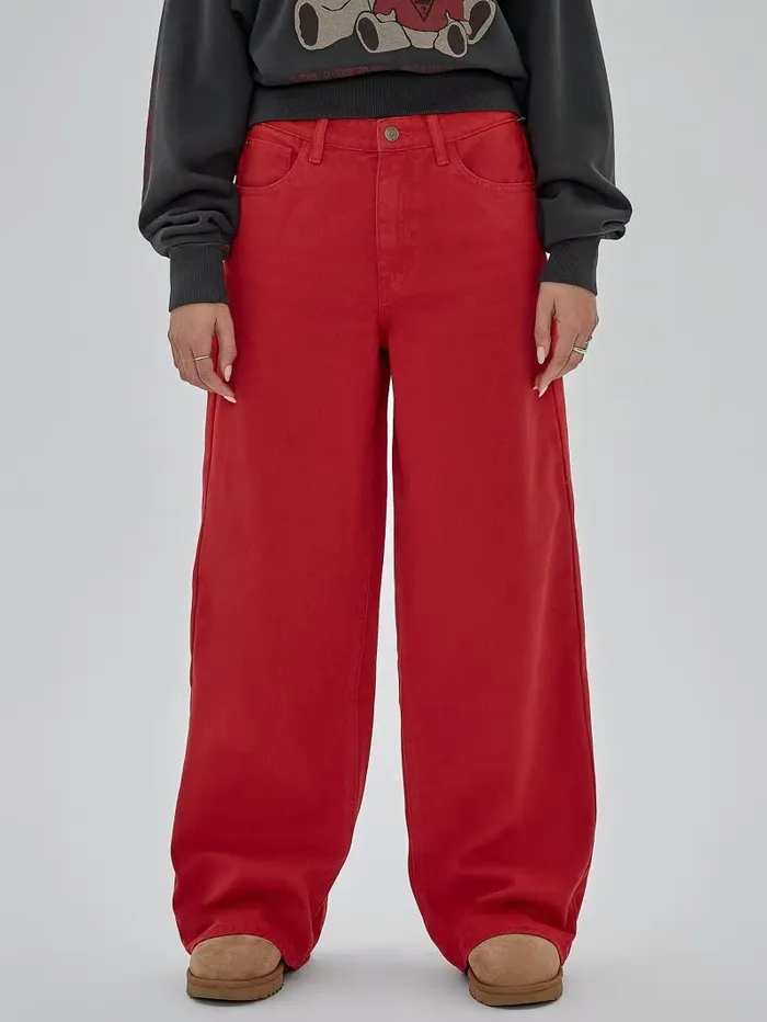 GUESS Originals Kit Wide Leg Carpenter Jeans Go Chili Red Wash Jeans and Denim GUESS Women GUESS Originals Kit Wide Leg Carpenter Jeans Go Chili Red Wash Jeans and Denim GUESS Women