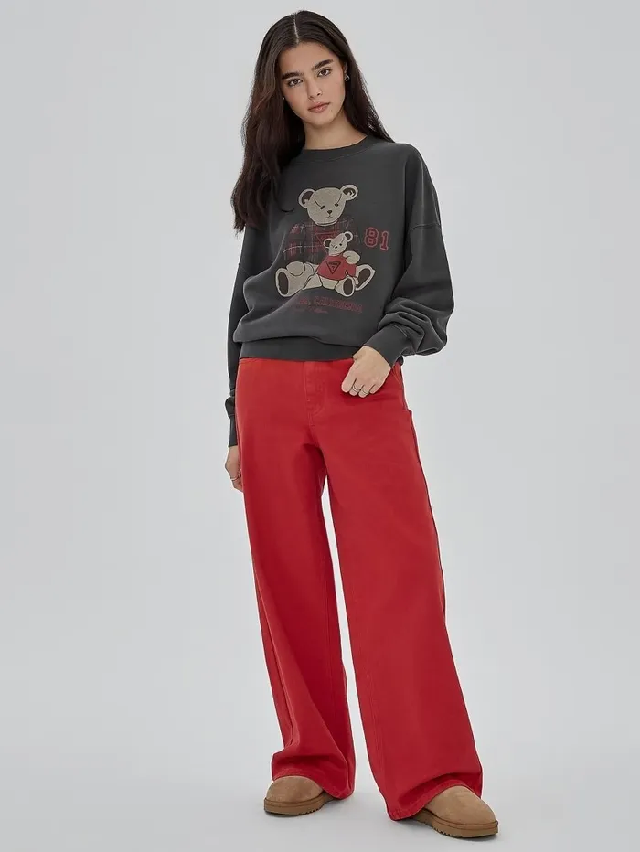 GUESS Originals Kit Wide Leg Carpenter Jeans Go Chili Red Wash Jeans and Denim GUESS Women GUESS Originals Kit Wide Leg Carpenter Jeans Go Chili Red Wash Jeans and Denim GUESS Women