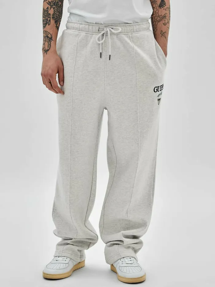GUESS Originals Logo Joggers Eli Grey Heather Men Pants and Shorts GUESS
