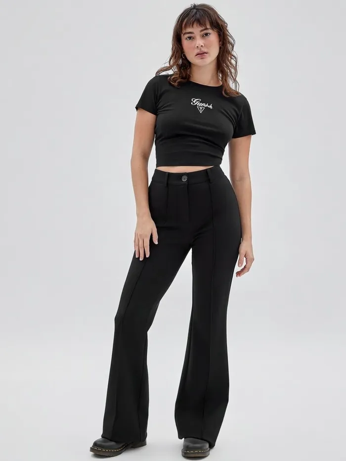 GUESS Originals Pintuck Flared Pants Black Bottoms GUESS Women GUESS Originals Pintuck Flared Pants Black Bottoms GUESS Women