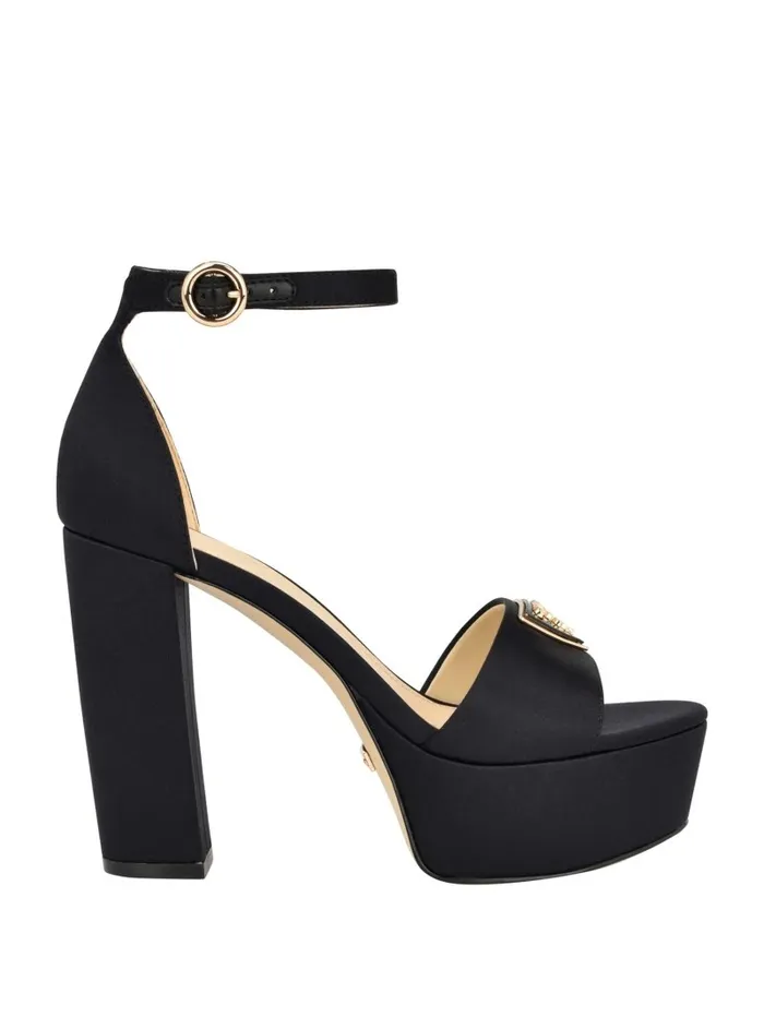 GUESS Setone Satin Signature Platform Heels Black 001 Women Heels