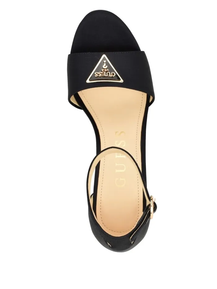 GUESS Setone Satin Signature Platform Heels Black 001 Women Heels