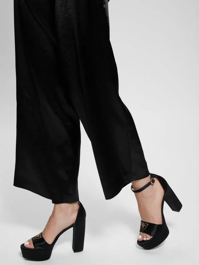 GUESS Setone Satin Signature Platform Heels Black 001 Women Heels