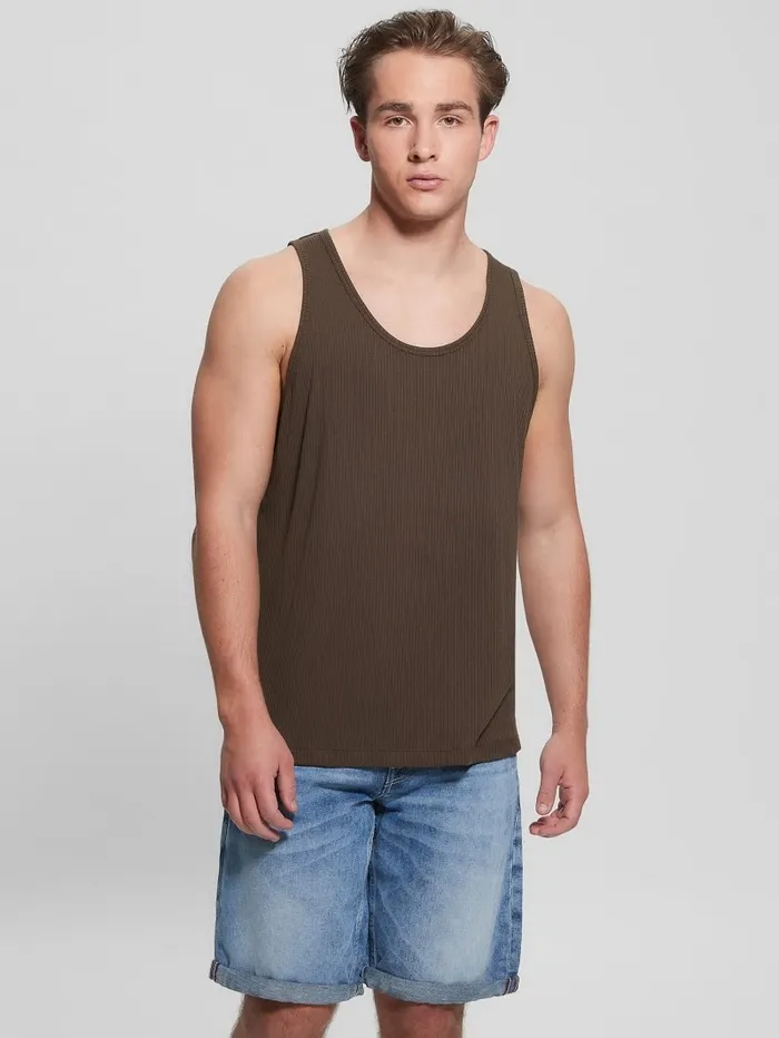 GUESS TShirts and Tanks Men Eco Cyrus Ribbed Tank Cafe Noir