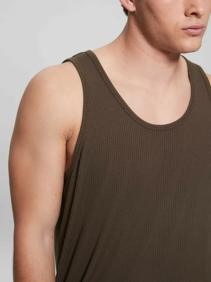 GUESS TShirts and Tanks Men Eco Cyrus Ribbed Tank Cafe Noir