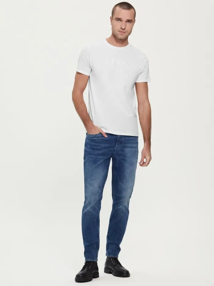 GUESS TShirts and Tanks Men Embroidered Logo Tee Pure White